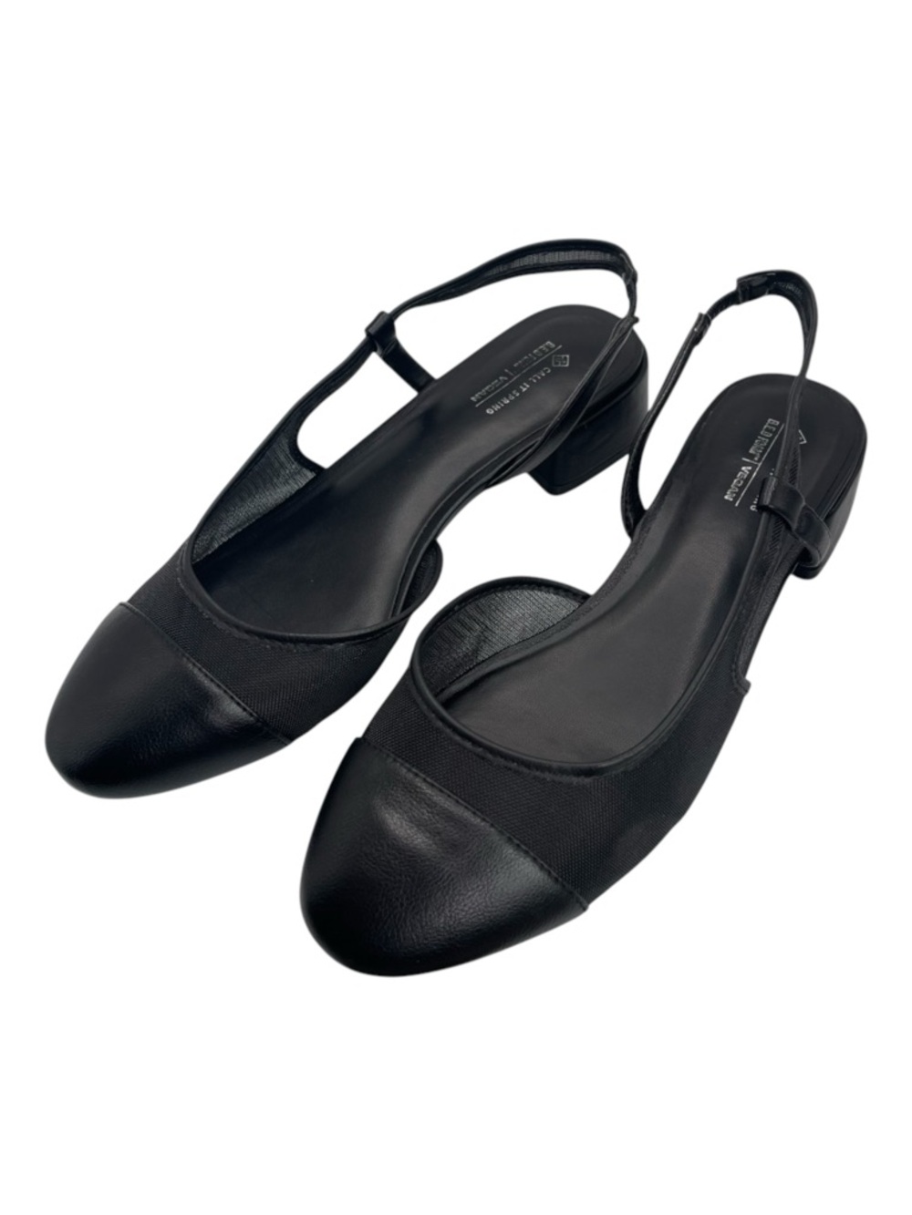 Call It Spring Sofiia Slingback Kitten Heels Square‎ Toe Black Vegan Women’s 8.5
